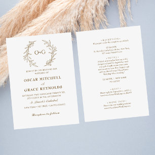 Rustic Olive Green leaf All in one wedding Invitation