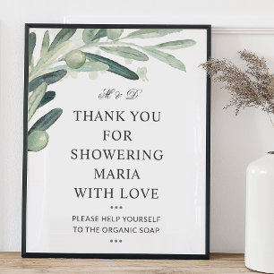 Rustic Olive Greenery Bridal Shower Thank You Sign