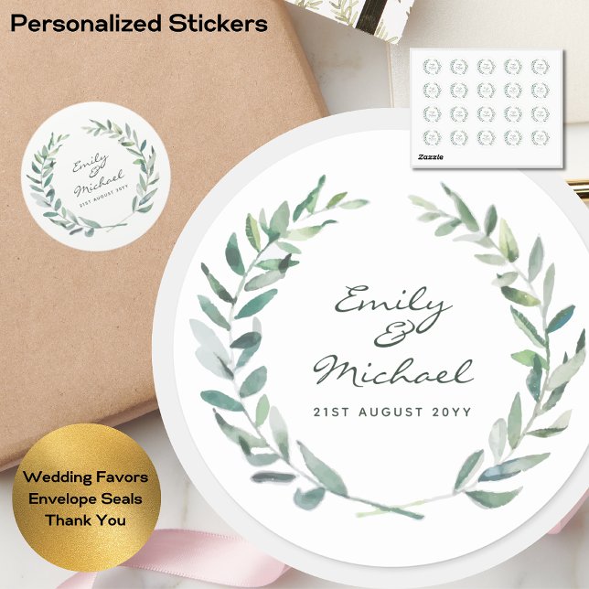 Rustic Olive Leaves Stickers Personalised (Creator Uploaded)