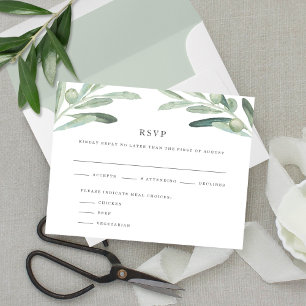 Rustic Olive Tree Watercolor Wedding RSVP Card