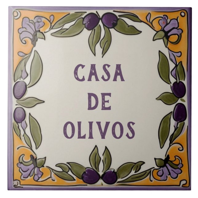Rustic Olives Custom House Name Plate Plaque Sign Ceramic Tile (Front)