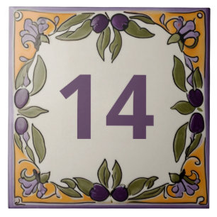 Rustic Olives Custom House Number Plaque Sign Ceramic Tile
