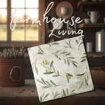 Rustic Olives Vintage Tuscany Neutral Watercolors Ceramic Tile<br><div class="desc">Watercolor olives & branches design in a faux background.  100% customer satisfaction with "Zazzle" every day.</div>