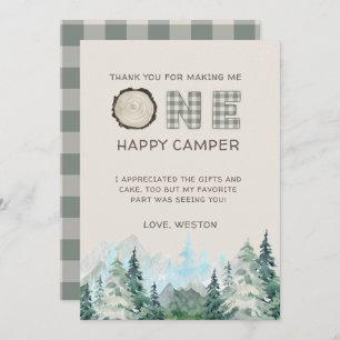 Rustic One Happy Camper Thank You Cards