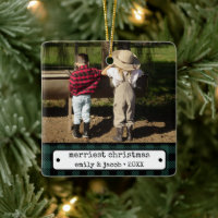 Rustic One Photo Vintage Plaid Custom Christmas