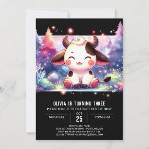 Rustic Online Cow Birthday Invitation
