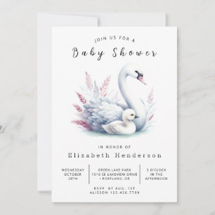  Rustic Online Swan Baby Shower Invitation