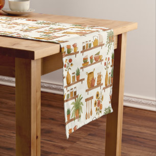 Rustic Open Shelves Watercolor Table Styling Short Table Runner