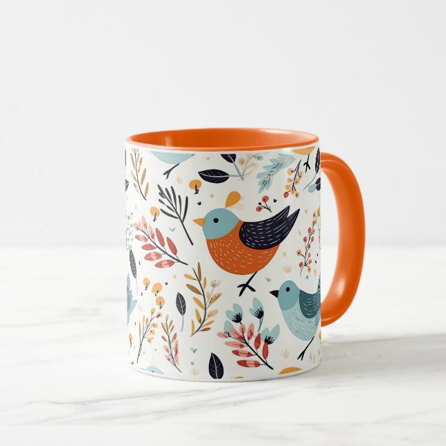 Rustic Orange And Blue Bird Garden Mug (Front Right)