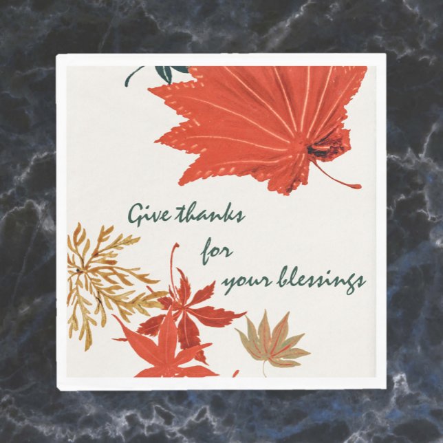 Rustic Orange and Gold Give Thanks Napkin (Creator Uploaded)