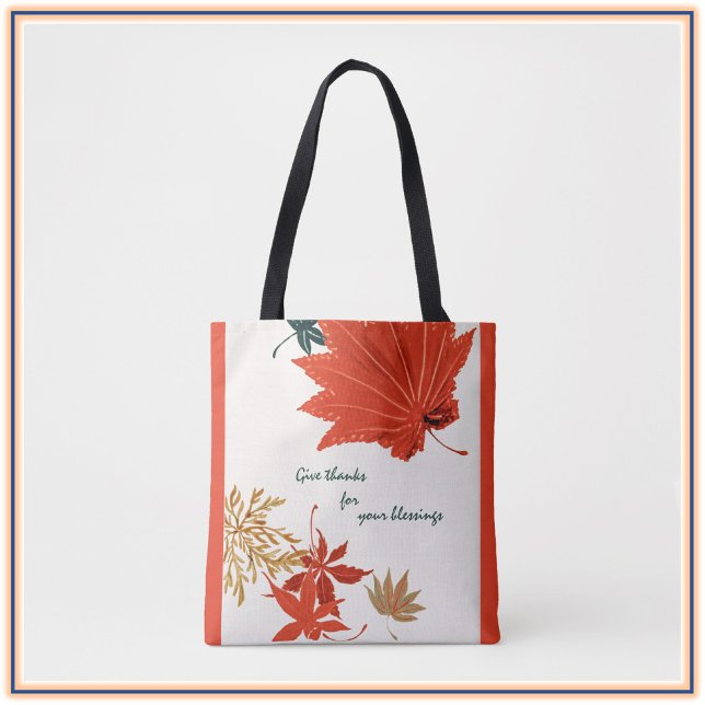 Rustic Orange and Gold Give Thanks Tote Bag (Creator Uploaded)