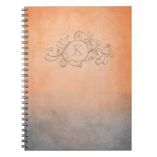 Rustic Orange and Grey Bohemian Flourish Notebook