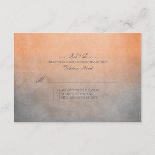 Rustic Orange and Grey Bohemian Wedding RSVP Card