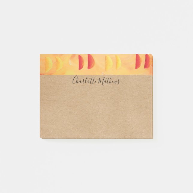 Rustic Orange and Lemons Citrus Personalised Post-it Notes (Front)