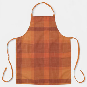 Rustic Orange Autumn  Fall Plaid Tartan Apron