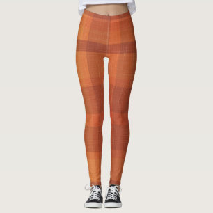 Rustic Orange Autumn  Fall Plaid Tartan  Leggings