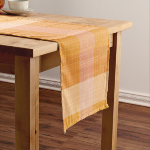Rustic Orange Autumn  Fall Plaid Tartan  Short Tab Short Table Runner