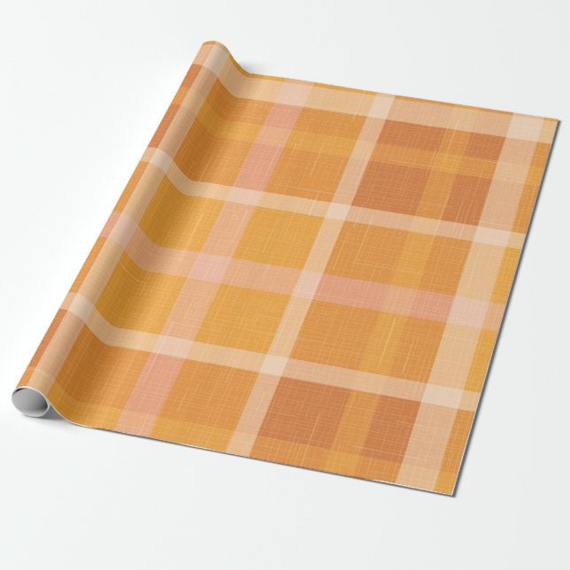 Rustic Orange Autumn  Fall Plaid Tartan Wrapping P Paper (Unrolled)