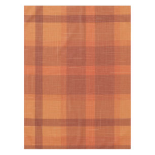 Rustic Orange Autumn  Fall Plaid Tartan Wrapping P Tablecloth