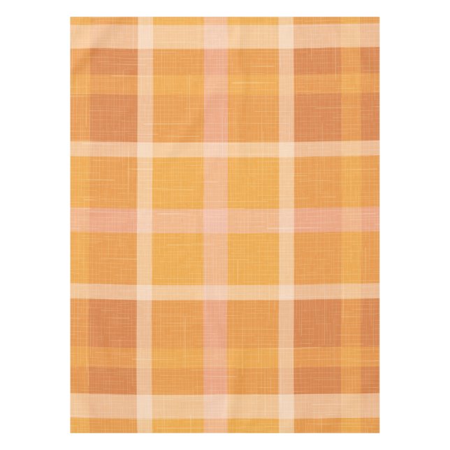 Rustic Orange Autumn  Fall Plaid Tartan Wrapping P Tablecloth (Front)