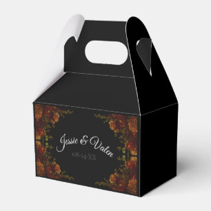 Rustic Orange Black Elegant Wedding Favour Box