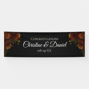 Rustic Orange Black Elegant Wedding Invitation Banner