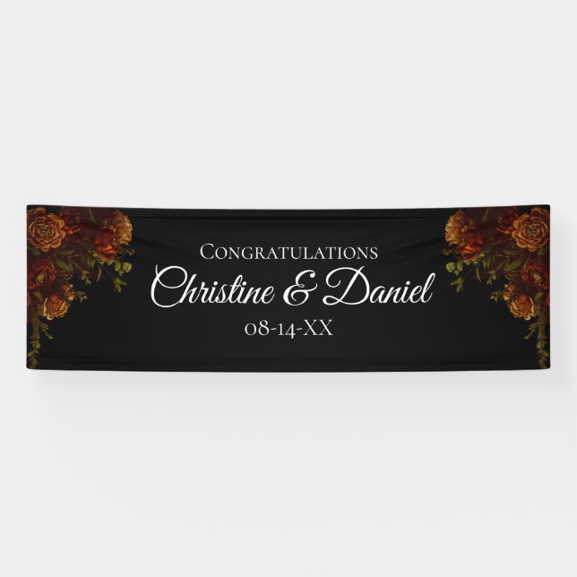 Rustic Orange Black Elegant Wedding Invitation Banner (Horizontal)