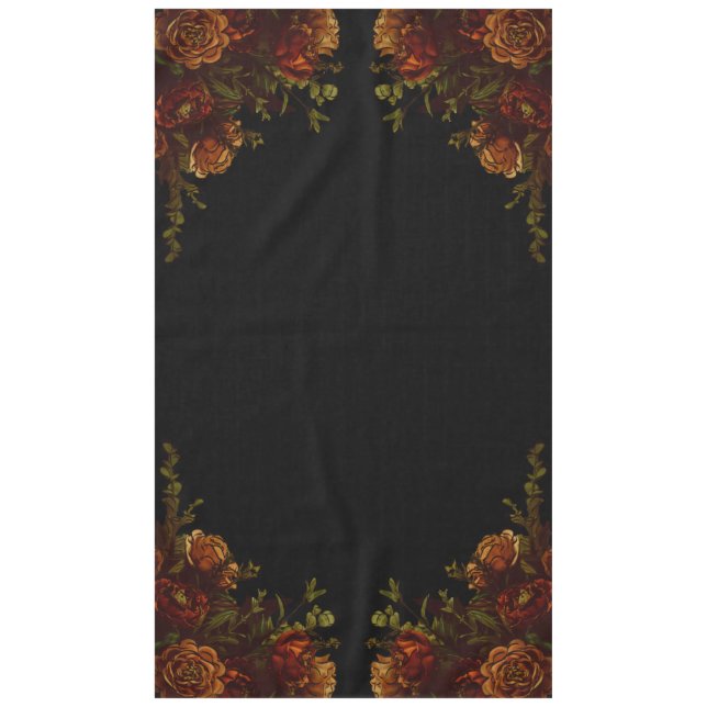 Rustic Orange Black Elegant Wedding Invitation Tablecloth (Front)