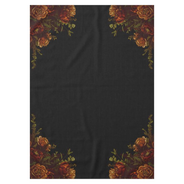 Rustic Orange Black Elegant Wedding Invitation Tablecloth (Front)