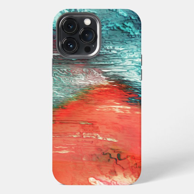 Rustic orange blue texture with seaside shape iPhone case (Back)