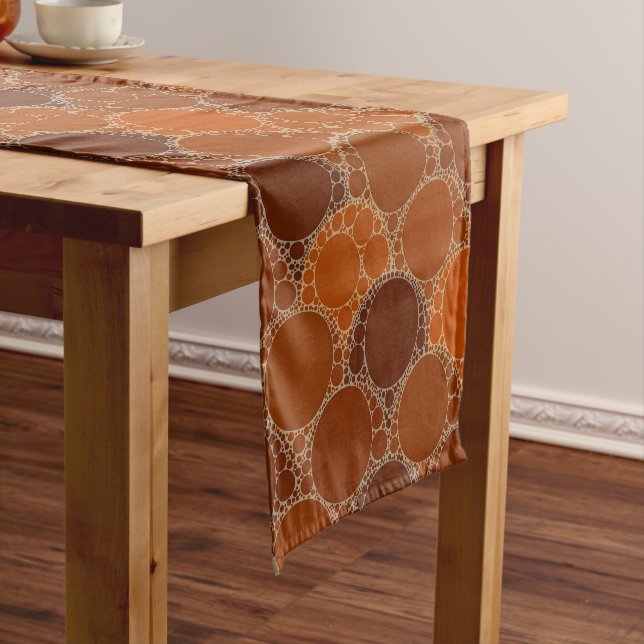Rustic Orange Brown Circle Abstract Short Table Runner (In Situ)