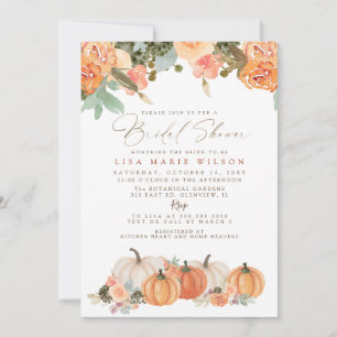 Rustic Orange Cactus Pumpkins Fall Bridal Shower Invitation