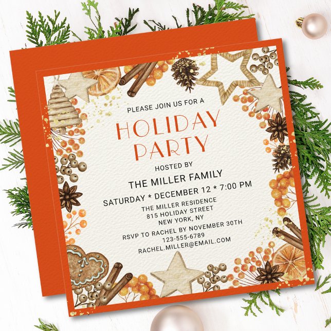 Rustic Orange Citrus Christmas Party Invitation (Creator Uploaded)