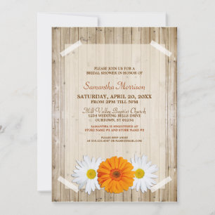 Rustic Orange Daisy Bridal Shower Invitation