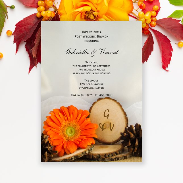 Rustic Orange Daisy Woods Post Wedding Brunch Invitation (Creator Uploaded)
