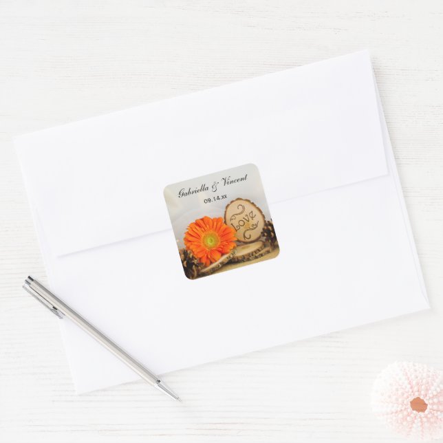 Rustic Orange Daisy Woods Wedding Envelope Seal (Envelope)