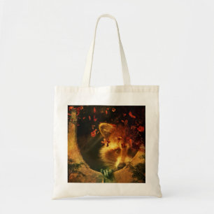 Rustic orange fall autumn leaves woodland racoon tote bag