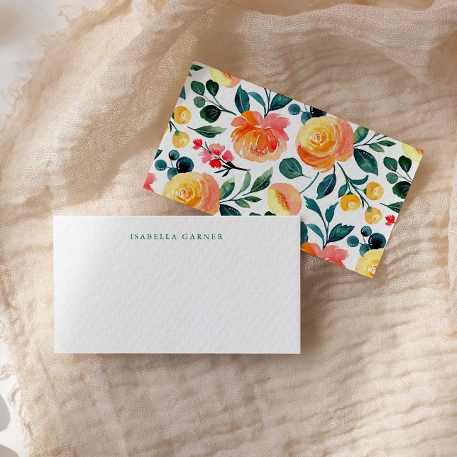 Rustic Orange Floral Custom Name Gift Enclosure Card (Creator Uploaded)