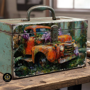 Rustic Orange Floral Truck Decoupage Tissue Paper