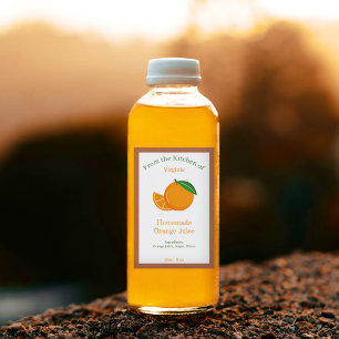 Rustic Orange Juice Bottle Label Sticker