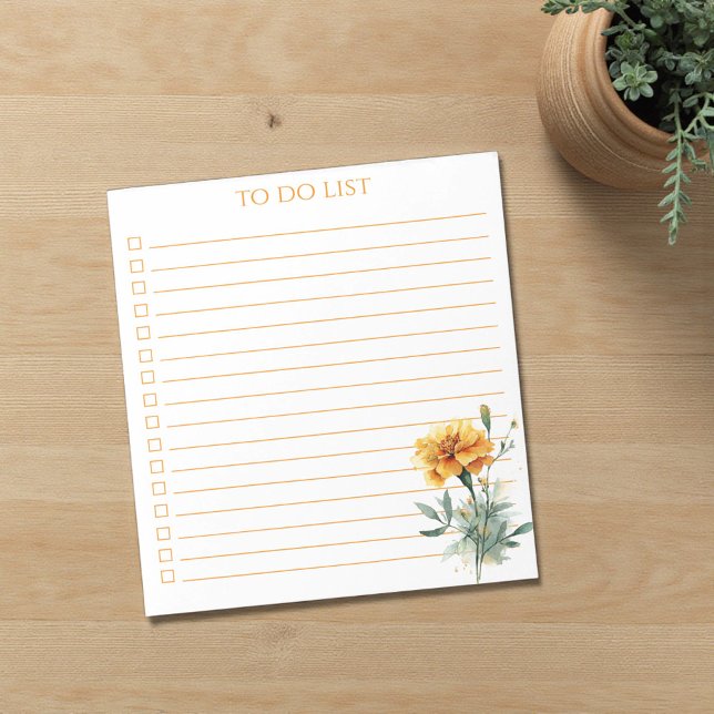 Rustic Orange Marigold To Do List Teacher Gift Notepad (Rustic Orange Marigold To Do List Teacher Gift Notepad)