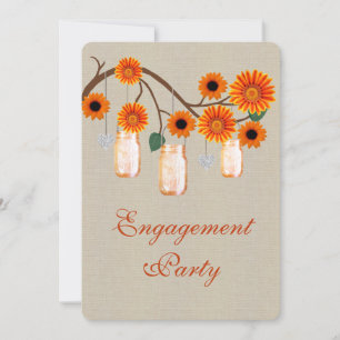 Rustic Orange Mason Jars Engagement Party Invite
