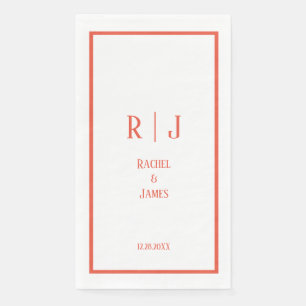 Rustic Orange Minimalist Monograms Elegant Wedding Napkin