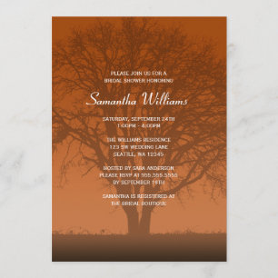 Rustic Orange Oak Tree Bridal Shower Invitation