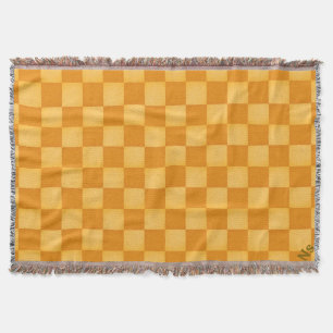 Rustic orange Plaid Throw Blanket