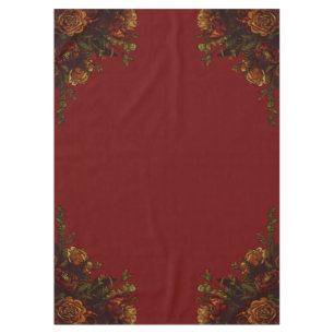 Rustic Orange Red Fall Elegant Gothic Wedding Tablecloth