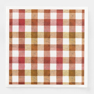 Rustic Orange Red Pink Gingham Buffalo Plaid Napkin