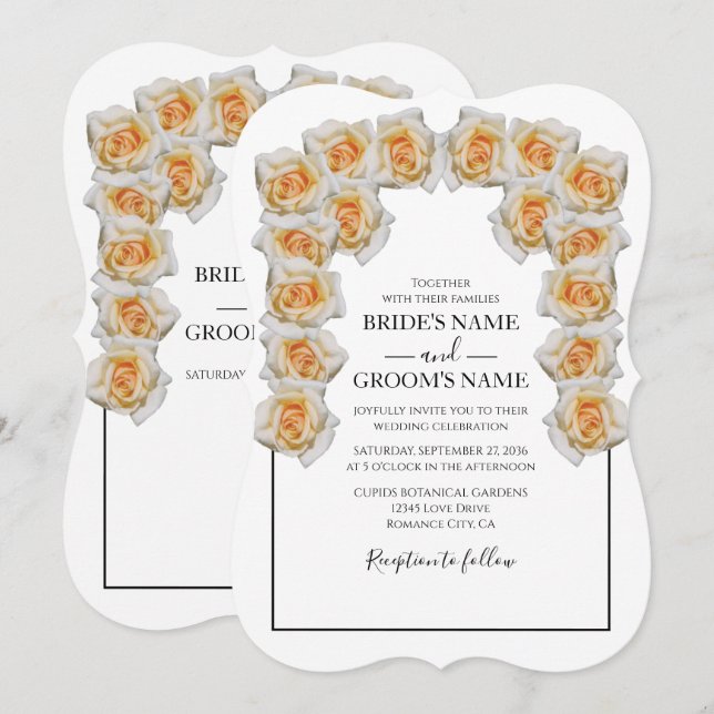 Rustic Orange Roses Wedding Invitations (Front/Back)