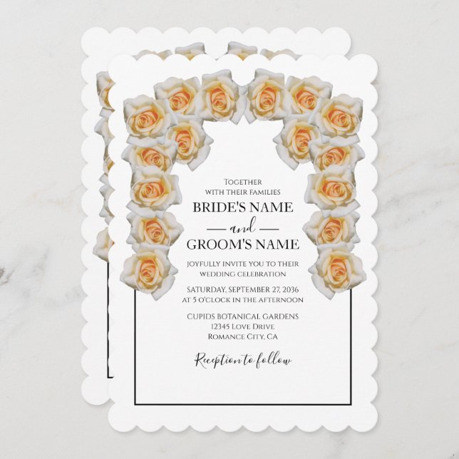 Rustic Orange Roses Wedding Invitations (Front/Back)