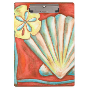 Rustic Orange Seashells Clipboard